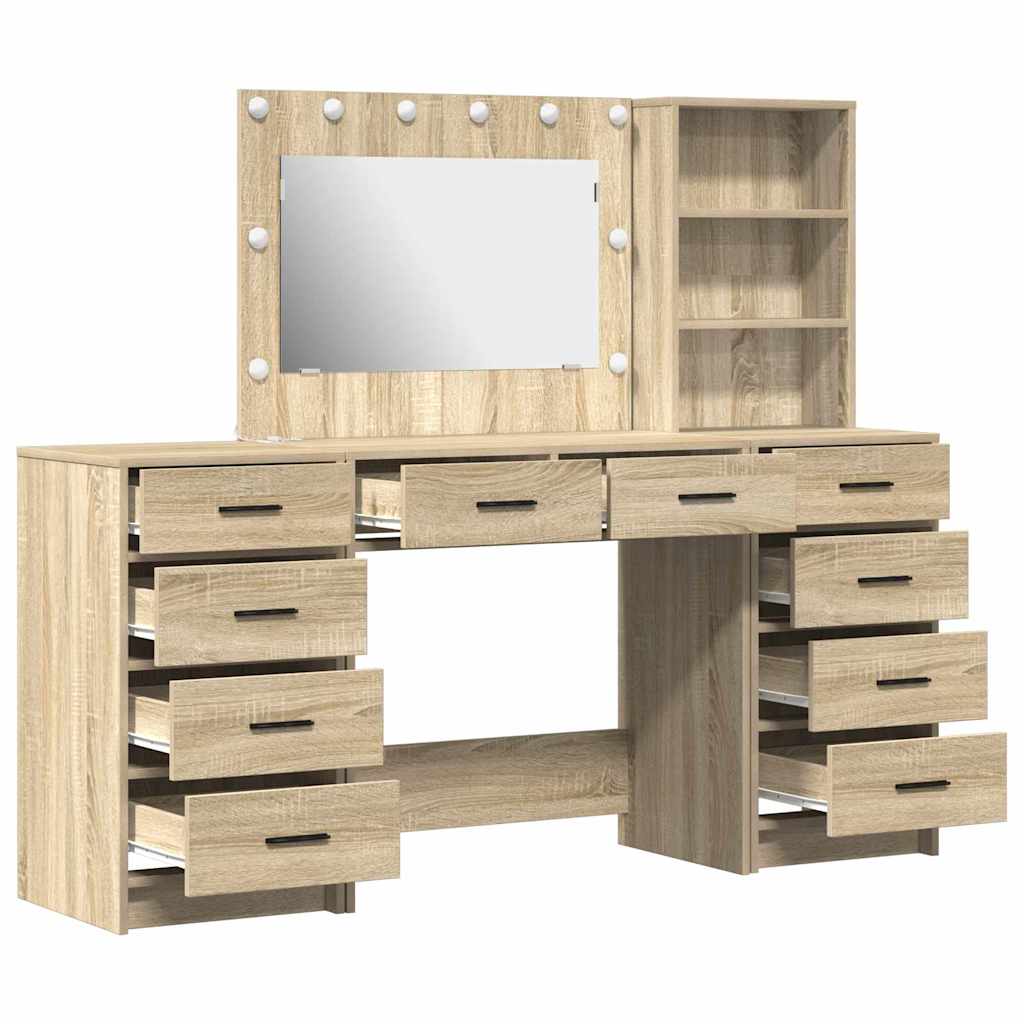 vidaXL Dressing Table with Drawer 3 pcs Sonoma Oak Engineered Wood