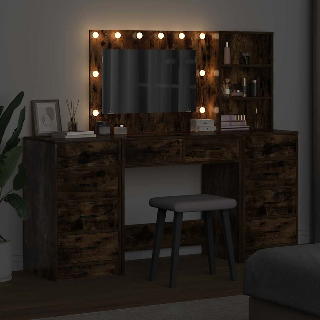 vidaXL Dressing Table 3 pcs Smoked Oak 78.5 x 41 x 135 cm