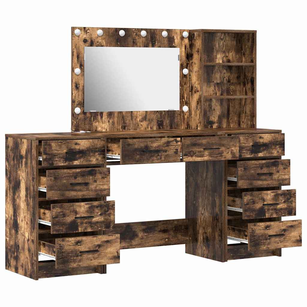 vidaXL Dressing Table 3 pcs Smoked Oak 78.5 x 41 x 135 cm