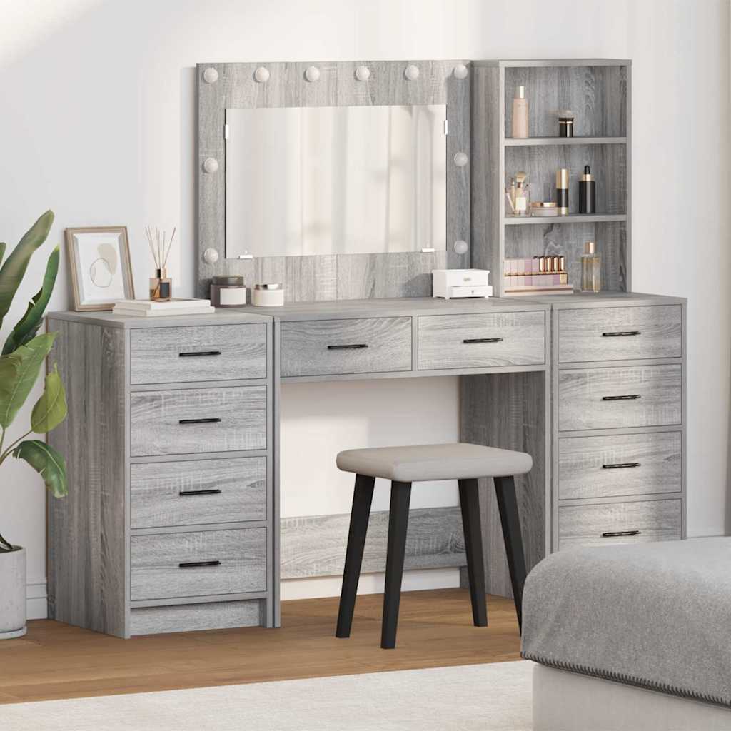 vidaXL Dressing Table 3 pcs Grey Sonoma 78.5 x 41 x 135 cm