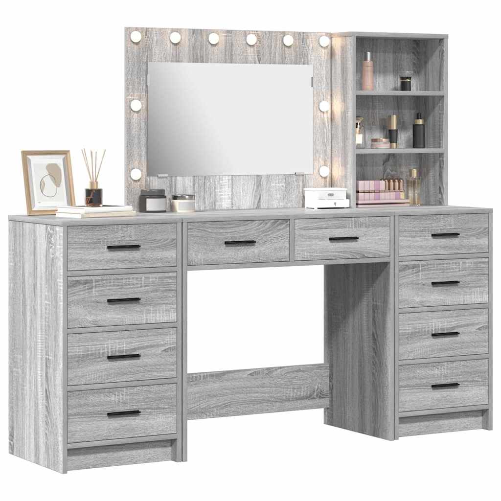 vidaXL Dressing Table 3 pcs Grey Sonoma 78.5 x 41 x 135 cm