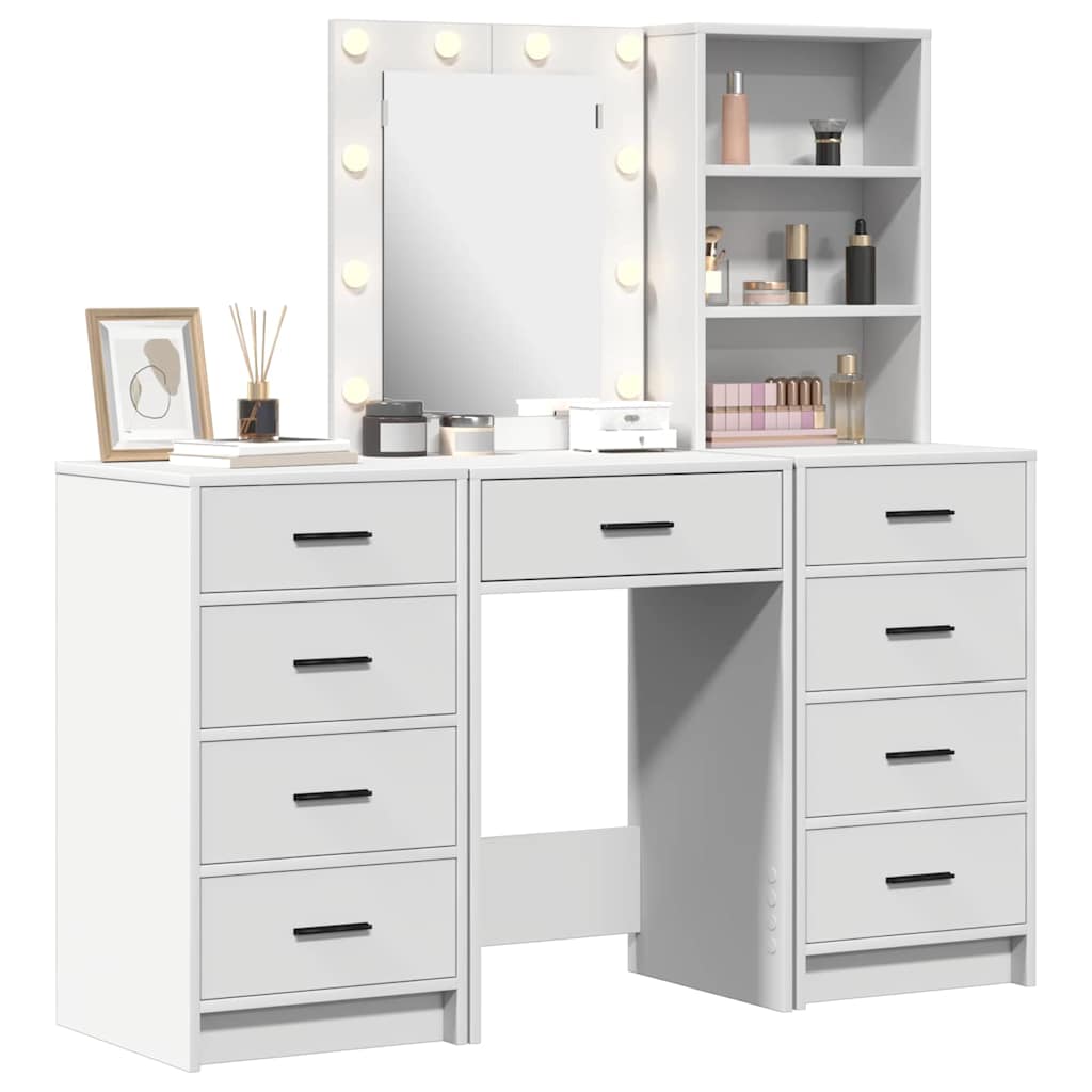 vidaXL Dressing Table 3 pcs White 40 x 41 x 135 cm Engineered Wood