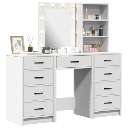 vidaXL Dressing Table 3 pcs White 40 x 41 x 135 cm Engineered Wood