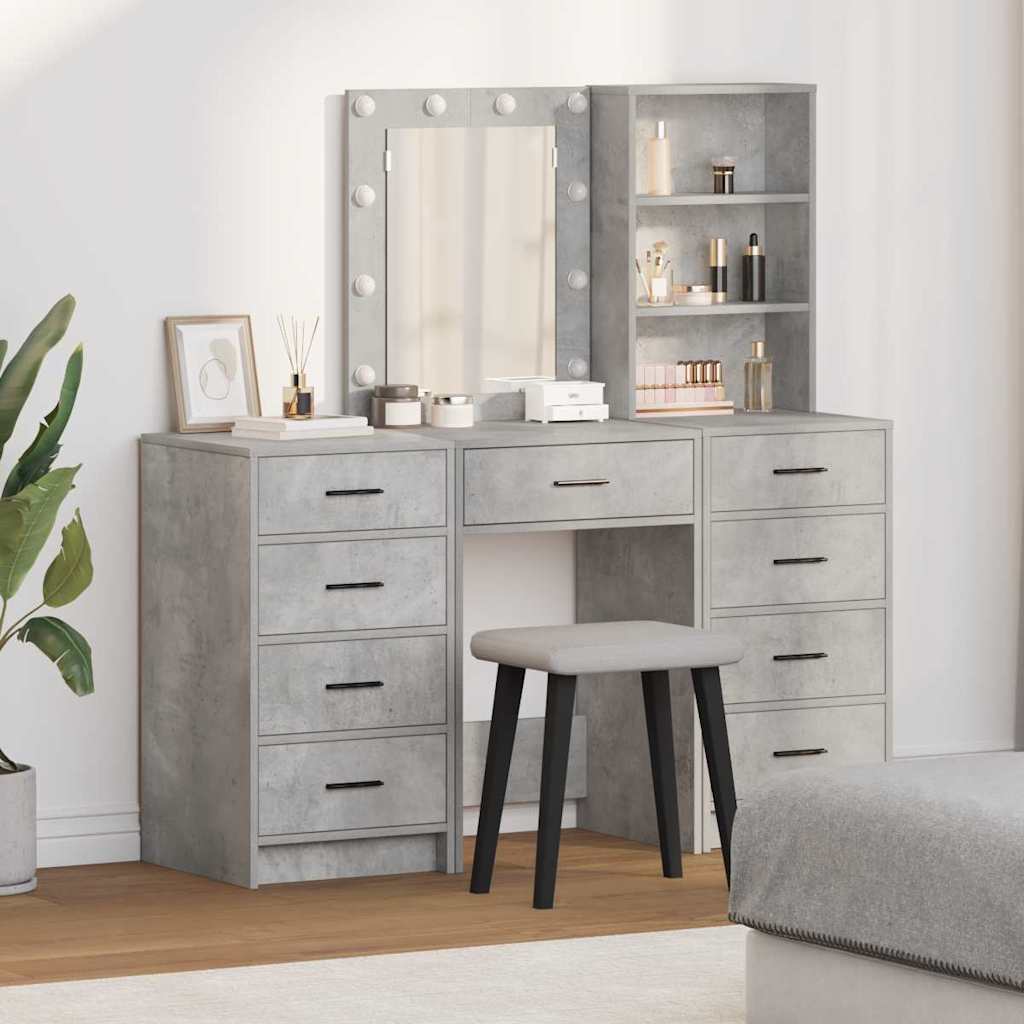 vidaXL Dressing Table 3 pcs Grey 40 x 41 x 135 cm Engineered Wood