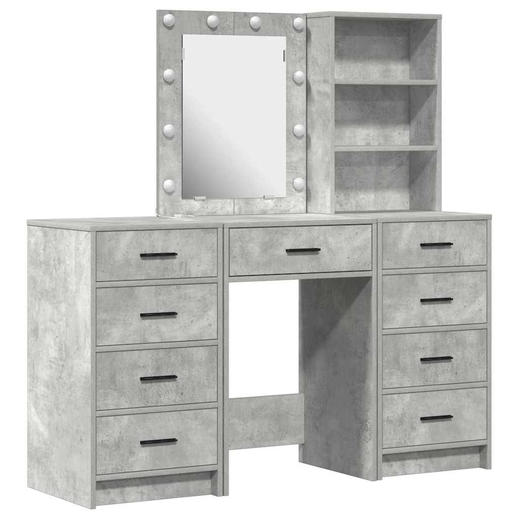 vidaXL Dressing Table 3 pcs Grey 40 x 41 x 135 cm Engineered Wood