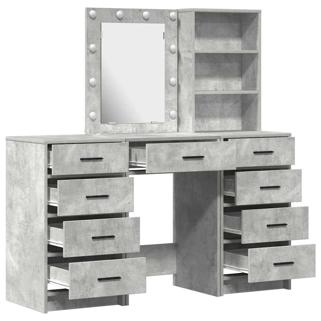 vidaXL Dressing Table 3 pcs Grey 40 x 41 x 135 cm Engineered Wood