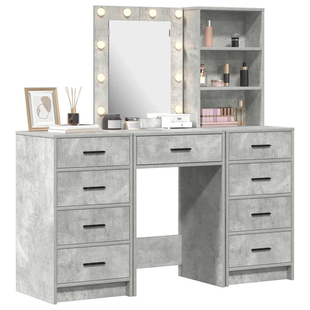 vidaXL Dressing Table 3 pcs Grey 40 x 41 x 135 cm Engineered Wood
