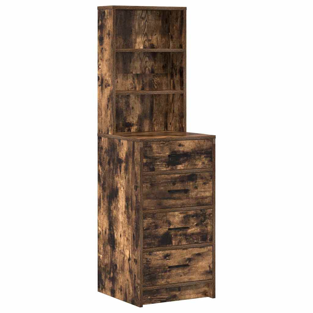 vidaXL Dressing Table with Mirror Lights 3 pcs Brown Engineered wood