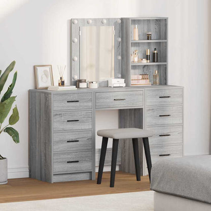 vidaXL Dressing Table 3 pcs Grey 40 x 41 x 135 cm Engineered Wood