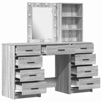 vidaXL Dressing Table 3 pcs Grey 40 x 41 x 135 cm Engineered Wood