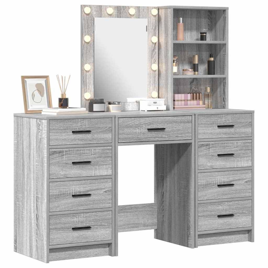 vidaXL Dressing Table 3 pcs Grey 40 x 41 x 135 cm Engineered Wood