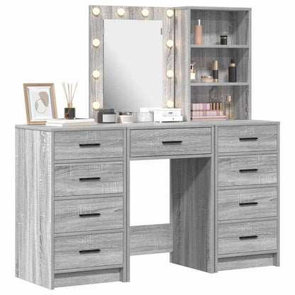 vidaXL Dressing Table 3 pcs Grey 40 x 41 x 135 cm Engineered Wood