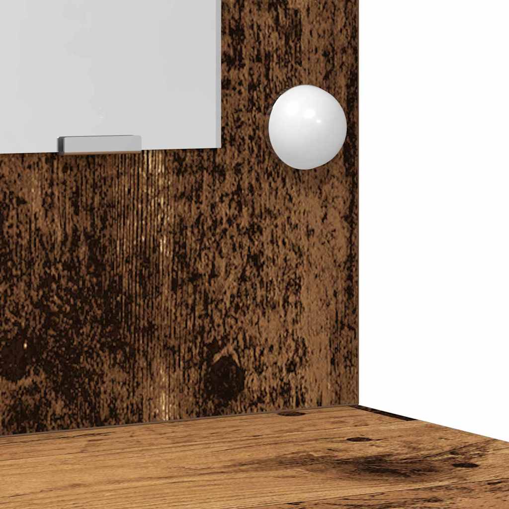 vidaXL Dressing Table with Mirror Lights 3 pcs Brown Engineered wood