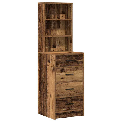 vidaXL Dressing Table with Mirror Lights 3 pcs Brown Engineered wood