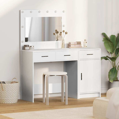 vidaXL Dressing Table with Mirror Lights 2 pcs White Engineered wood