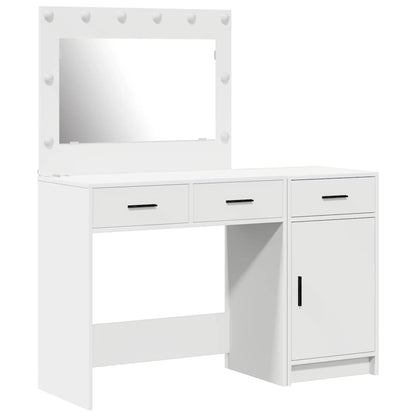 vidaXL Dressing Table with Mirror Lights 2 pcs White Engineered wood