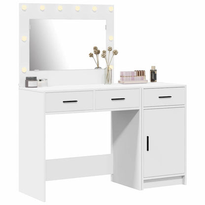 vidaXL Dressing Table with Mirror Lights 2 pcs White Engineered wood