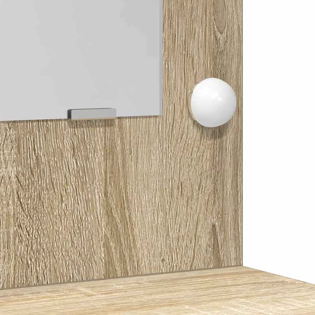 vidaXL Dressing Table with Mirror Lights 2 pcs Brown Engineered wood