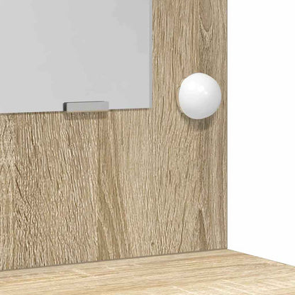 vidaXL Dressing Table with Mirror Lights 2 pcs Brown Engineered wood