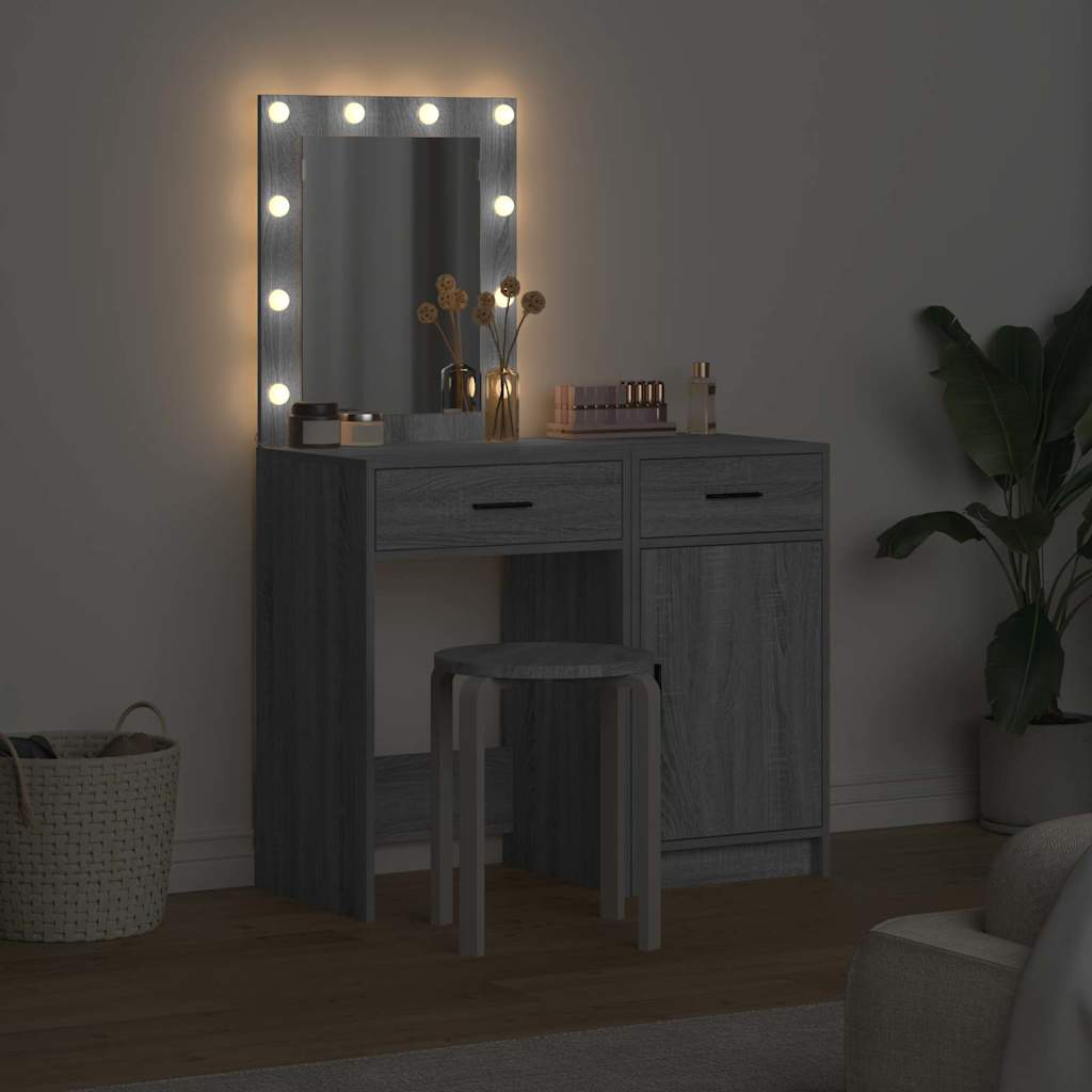 vidaXL Dressing Table 2 pcs Grey 50 x 41 x 135 cm Engineered Wood