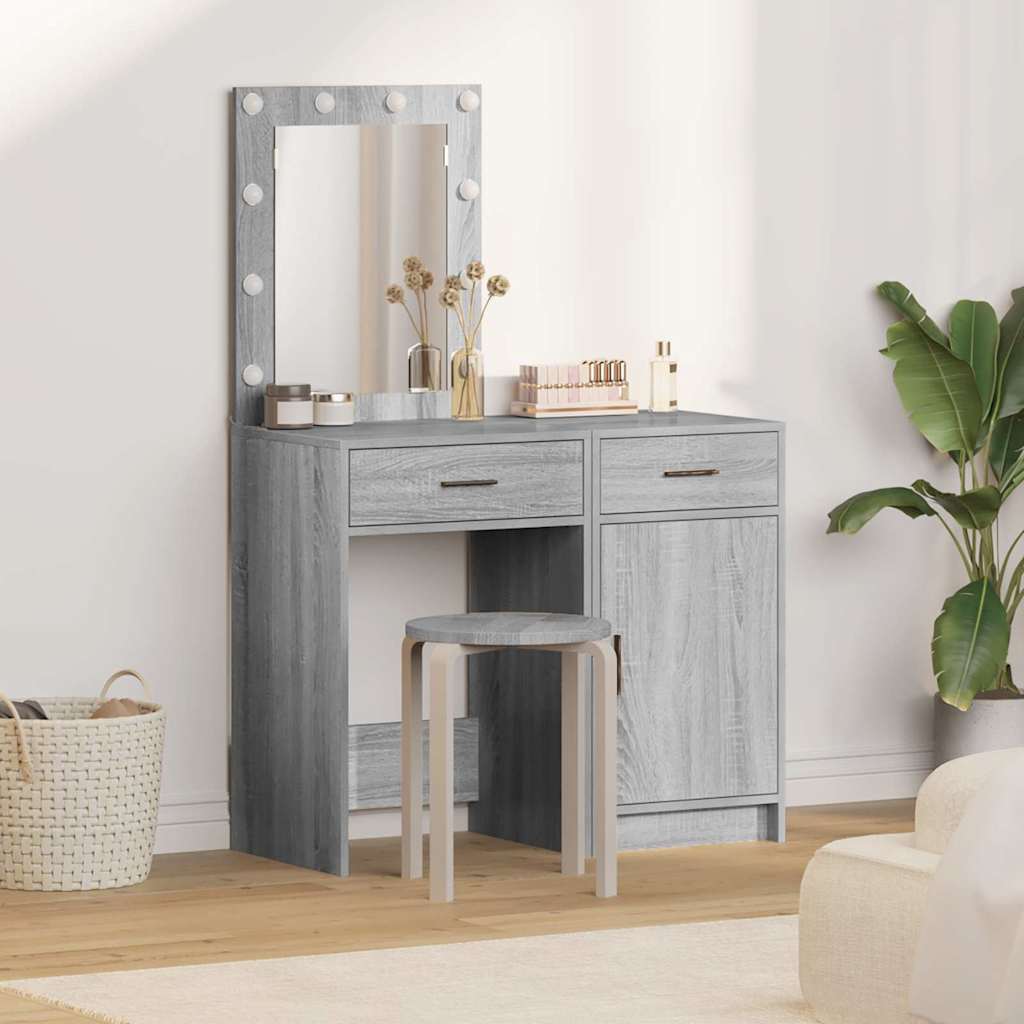vidaXL Dressing Table 2 pcs Grey 50 x 41 x 135 cm Engineered Wood