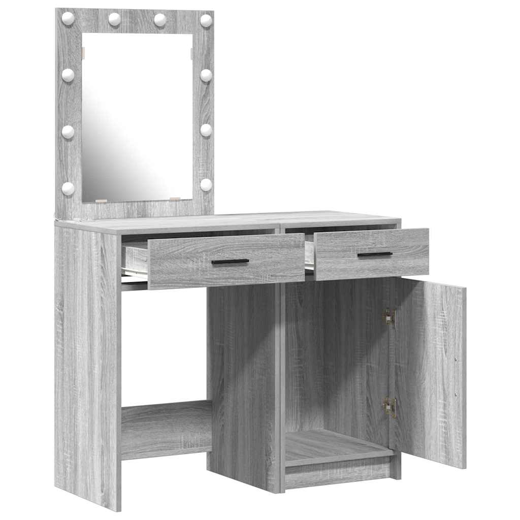 vidaXL Dressing Table 2 pcs Grey 50 x 41 x 135 cm Engineered Wood