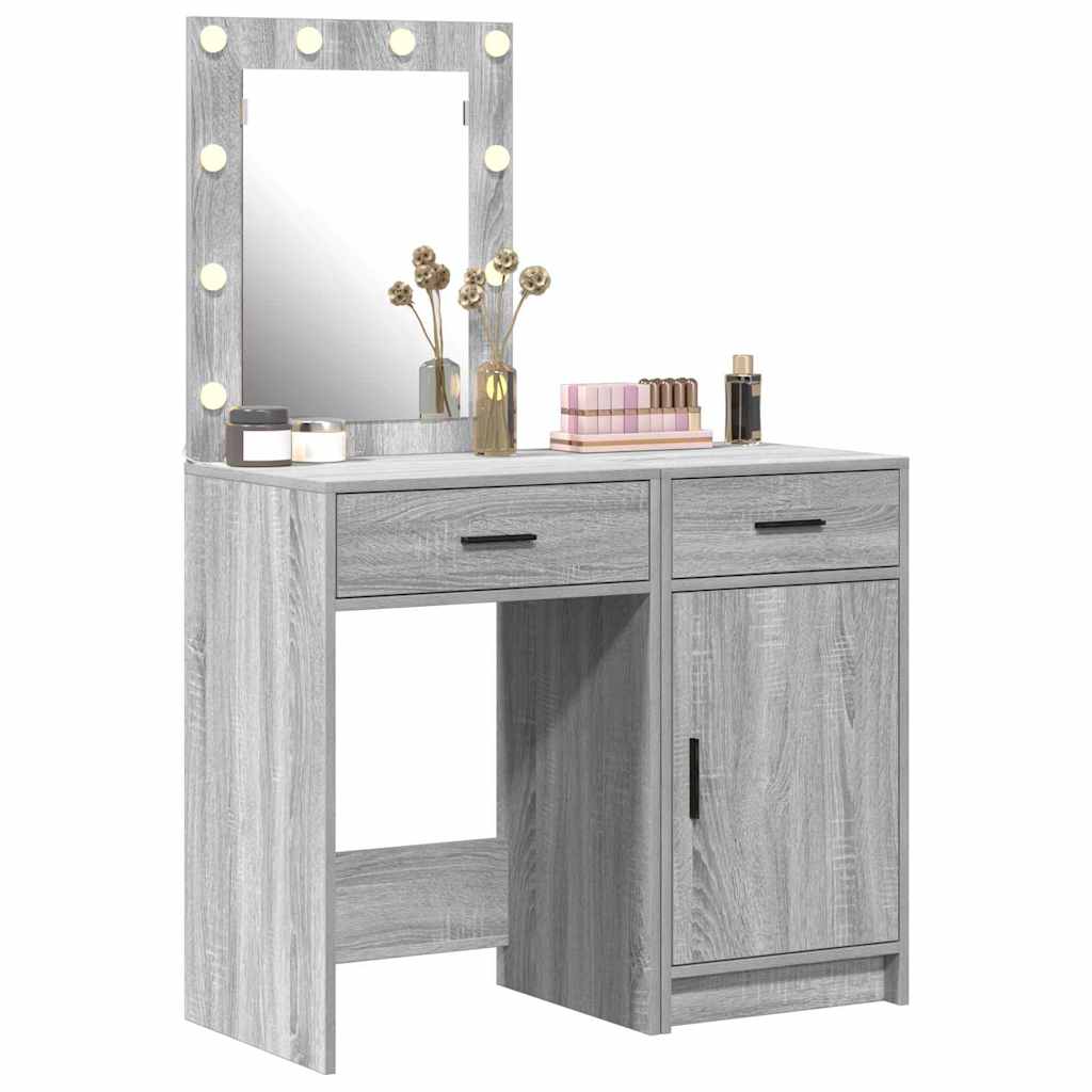 vidaXL Dressing Table 2 pcs Grey 50 x 41 x 135 cm Engineered Wood