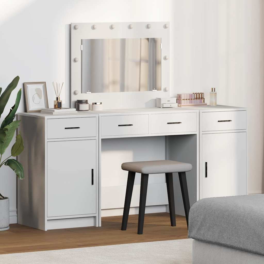 vidaXL Dressing Table 3 pcs White 78.5 x 41 x 135 cm Engineered Wood