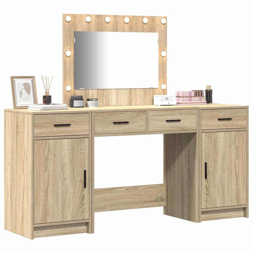 vidaXL Dressing Table 3 pcs Brown 78.5 x 41 x 135 cm Engineered Wood