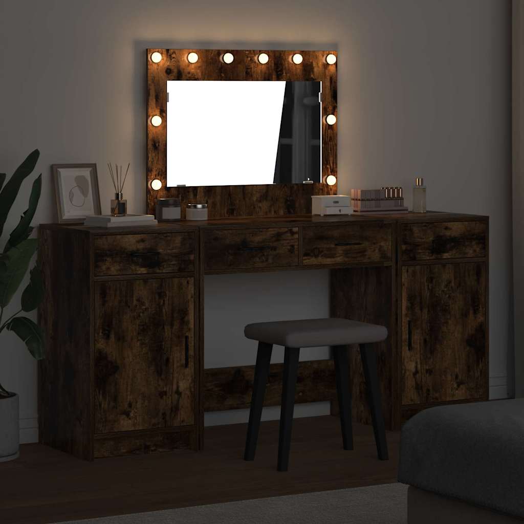 vidaXL Dressing Table 3 pcs Brown 78.5 x 41 x 135 cm Engineered Wood