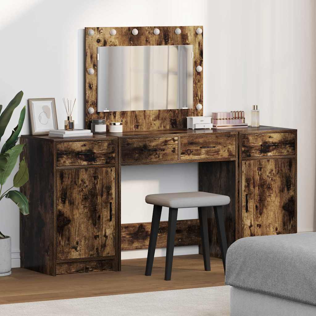 vidaXL Dressing Table 3 pcs Brown 78.5 x 41 x 135 cm Engineered Wood
