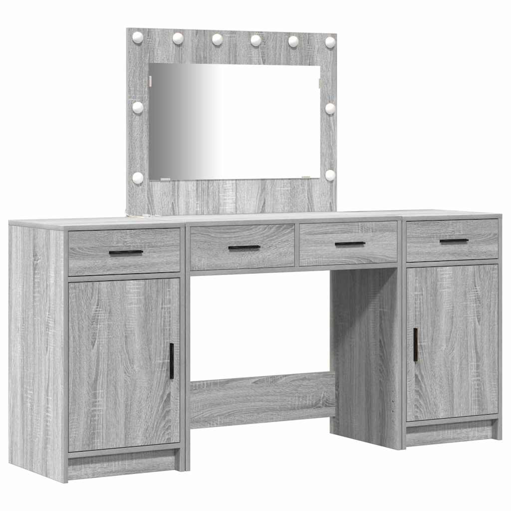 vidaXL Dressing Table 3 pcs Grey 78.5 x 41 x 135 cm Engineered Wood