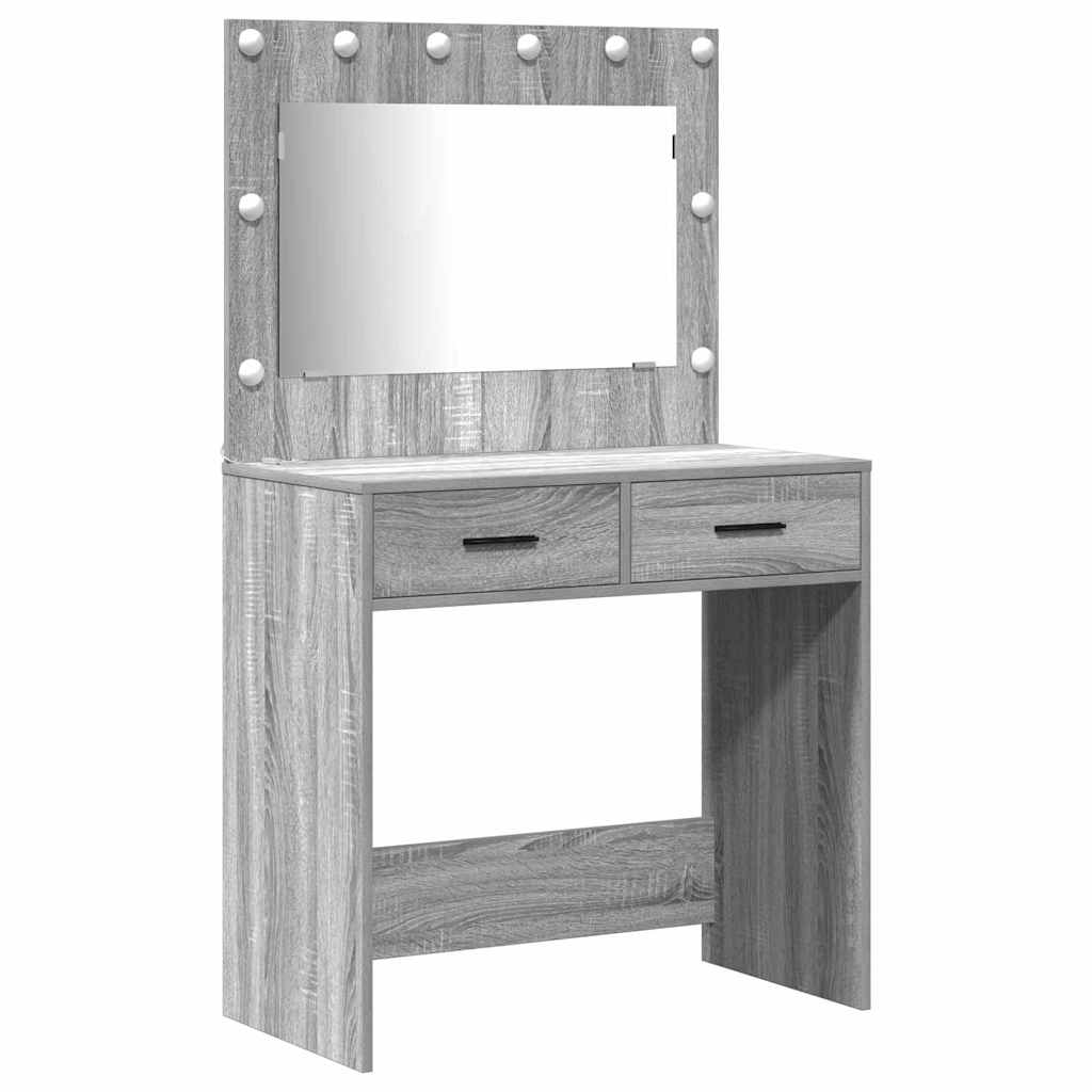 vidaXL Dressing Table 3 pcs Grey 78.5 x 41 x 135 cm Engineered Wood