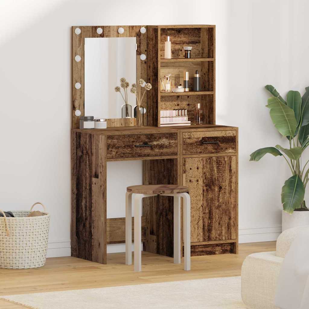 vidaXL Dressing Table Set 2 pcs Old Wood Engineered Wood