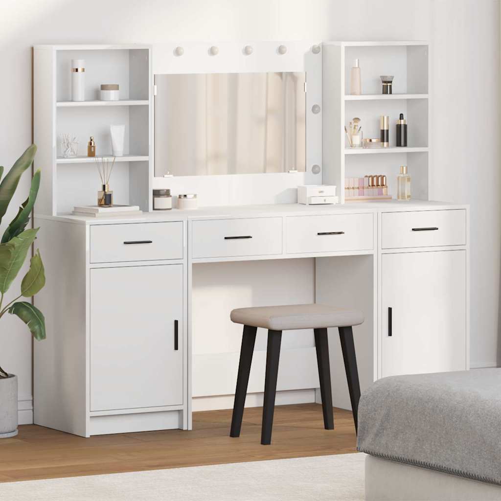 vidaXL Dressing Table Set 3 pcs White Engineered Wood