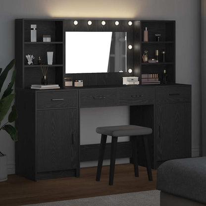 vidaXL Dressing Table Set 3 pcs Black Oak Engineered Wood