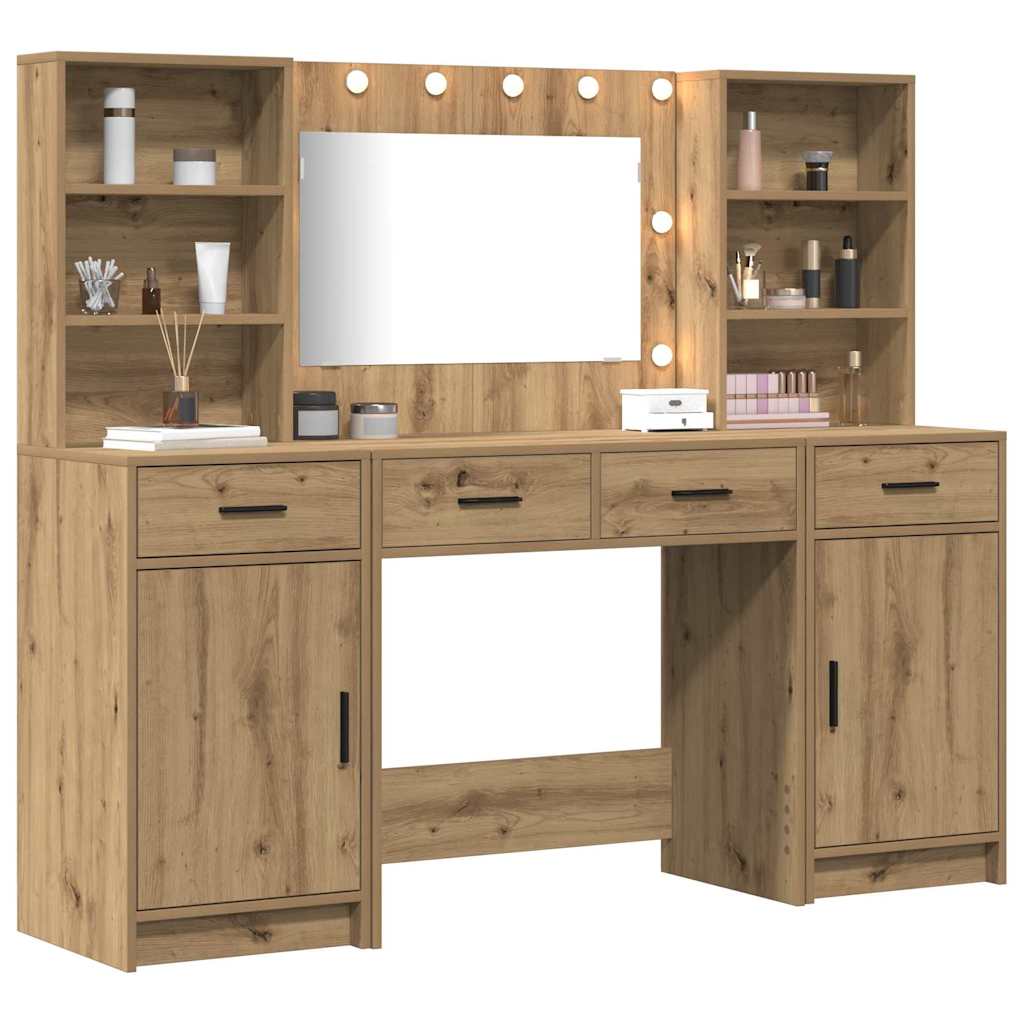 vidaXL Dressing Table Set 3 pcs Artisan Oak Engineered Wood