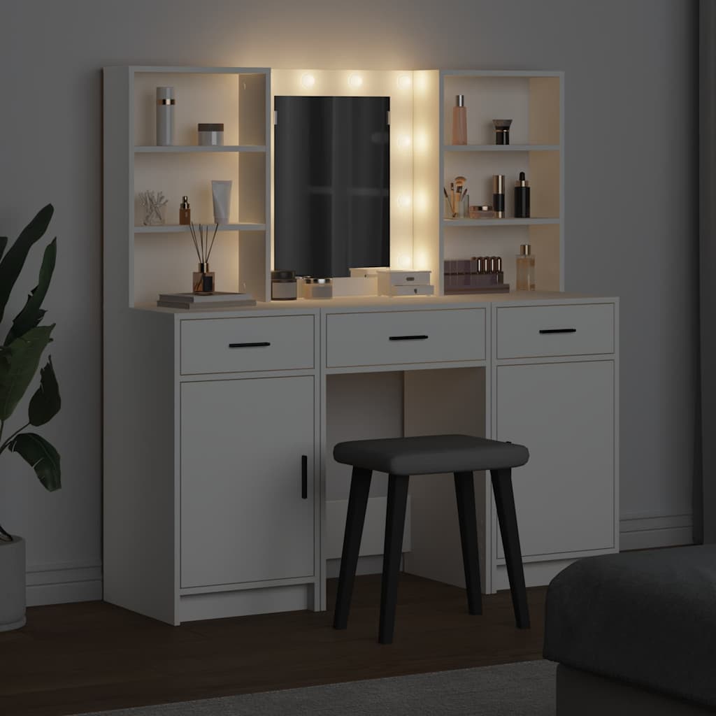 vidaXL Dressing Table Set 3 pcs White Engineered Wood