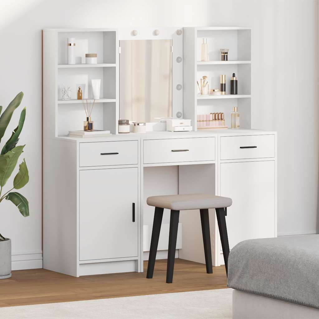 vidaXL Dressing Table Set 3 pcs White Engineered Wood