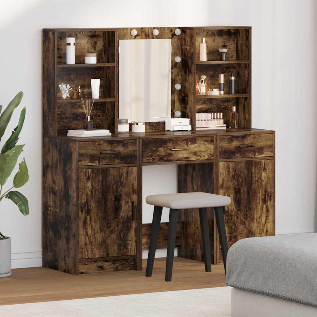 vidaXL Dressing Table Set 3 pcs Smoked Oak Engineered Wood