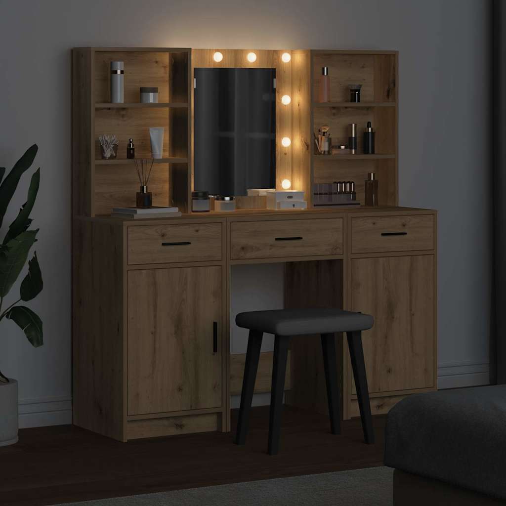 vidaXL Dressing Table Set 3 pcs Artisan Oak Engineered Wood