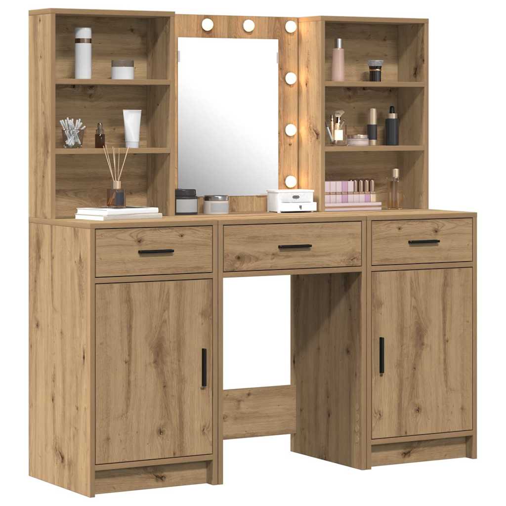vidaXL Dressing Table Set 3 pcs Artisan Oak Engineered Wood