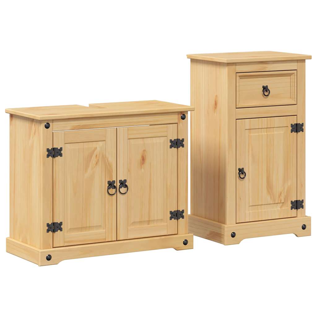vidaXL 2 Piece Bathroom Furniture Set "Corona" Solid Wood Pine