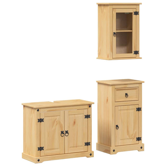vidaXL 3 Piece Bathroom Furniture Set "Corona" Solid Wood Pine