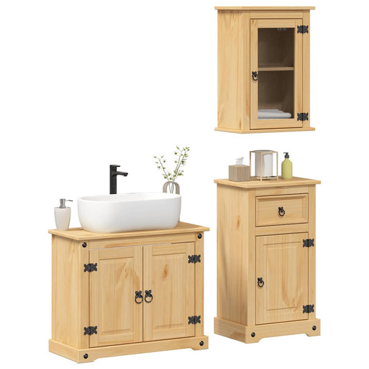 vidaXL 3 Piece Bathroom Furniture Set "Corona" Solid Wood Pine