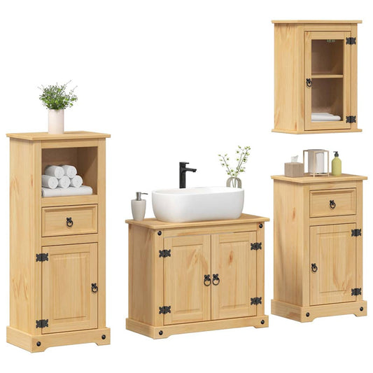 vidaXL 4 Piece Bathroom Furniture Set "Corona" Solid Wood Pine