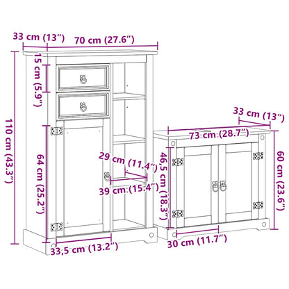 vidaXL 2 Piece Bathroom Furniture Set Corona Solid Wood Pine