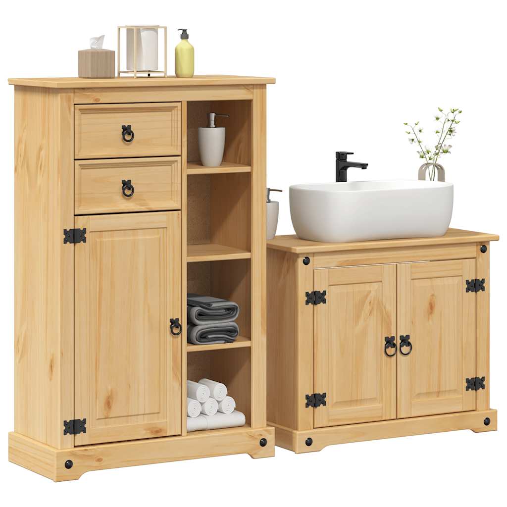 vidaXL 2 Piece Bathroom Furniture Set Corona Solid Wood Pine