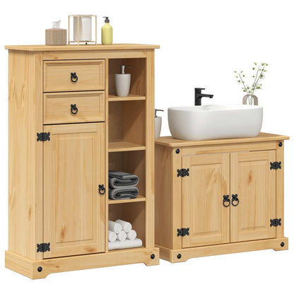 vidaXL 2 Piece Bathroom Furniture Set Corona Solid Wood Pine