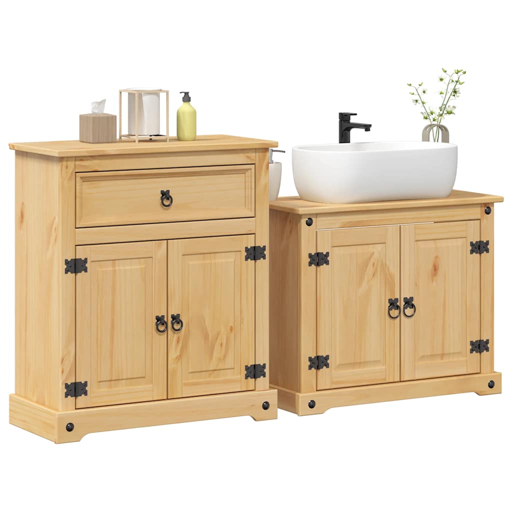 vidaXL 2 Piece Bathroom Furniture Set Corona Solid Wood Pine